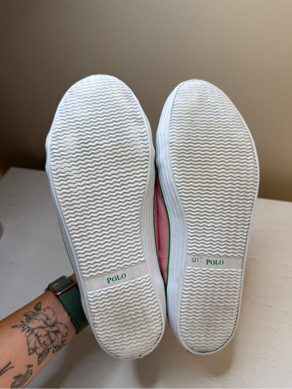 90's Polo Ralph Lauren light pink Canvas sneakers (size 8) vintage preppy Y2K - Picture 12 of 15